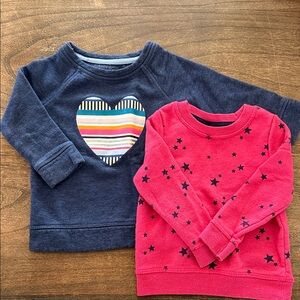 Cat & Jack Navy Sweatshirt with Striped Heart & Pink Star Print Sweatshirt